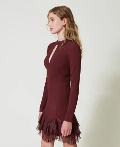 Abito Corto Con Balze Plissé In Tulle
