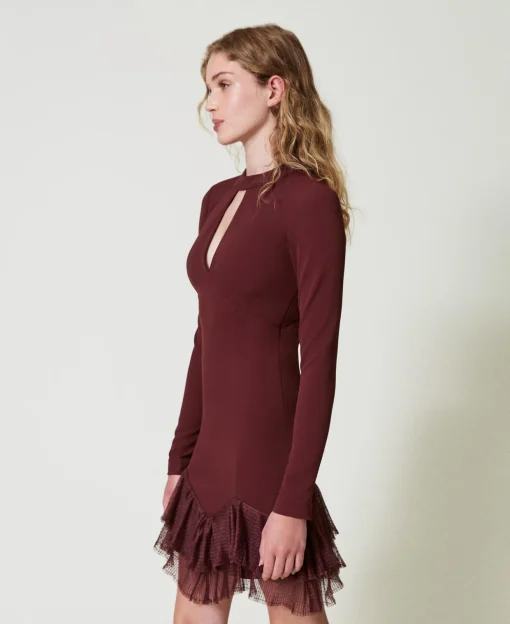 Abito Corto Con Balze Plissé In Tulle