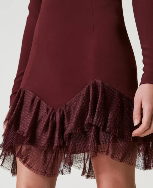 Abito Corto Con Balze Plissé In Tulle