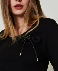 Abito Corto Con Spilla In Strass