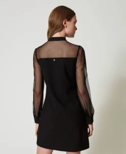 Abito Corto Con Tulle Plumetis