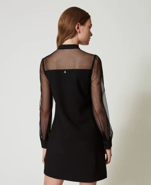 Abito Corto Con Tulle Plumetis
