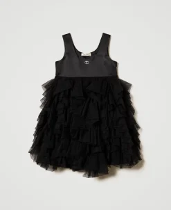 Abito Corto Con Volant In Tulle