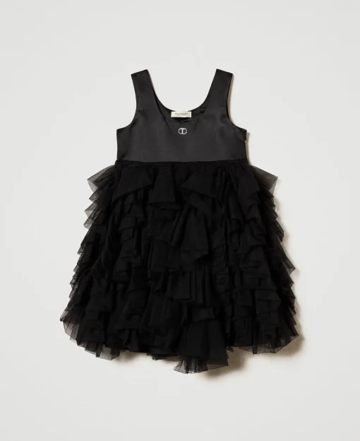 Abito Corto Con Volant In Tulle