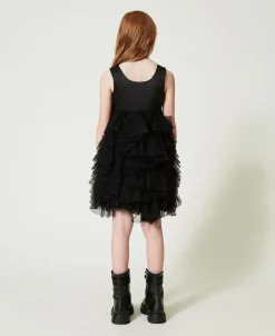 Abito Corto Con Volant In Tulle