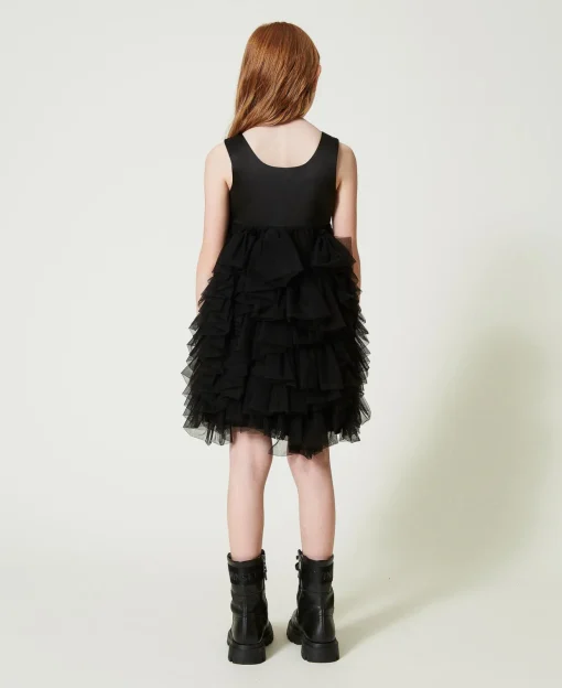 Abito Corto Con Volant In Tulle