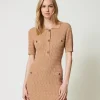 Abito Corto Fitted In Maglia Con Bottoni