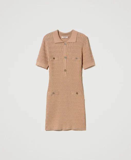 Abito Corto Fitted In Maglia Con Bottoni