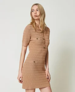 Abito Corto Fitted In Maglia Con Bottoni