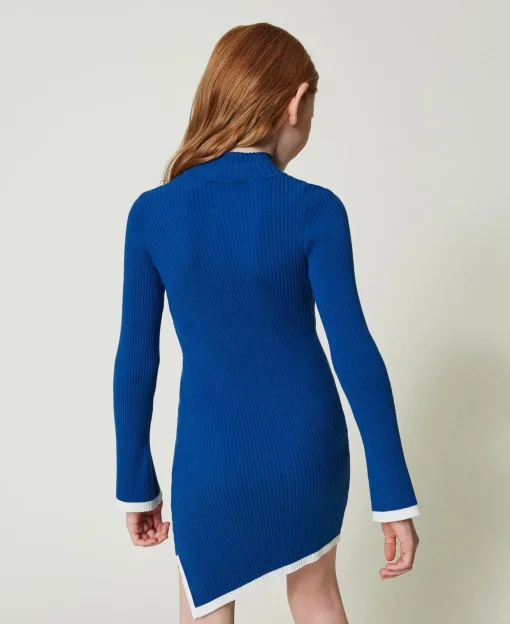 Abito Corto Fitted In Maglia A Costine