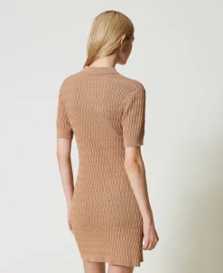Abito Corto Fitted In Maglia Con Bottoni