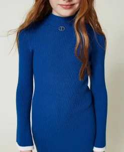 Abito Corto Fitted In Maglia A Costine