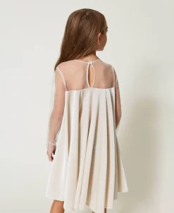 Abito Corto In Ciniglia E Tulle