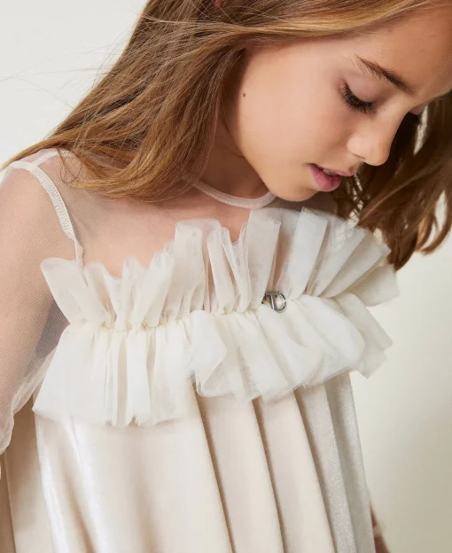 Abito Corto In Ciniglia E Tulle