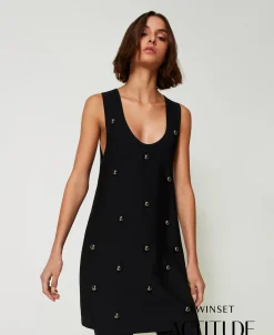 Abito Corto In Maglia Con Borchie