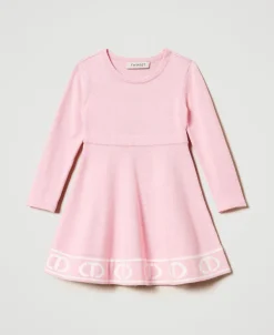 Abito Corto In Maglia Con Oval T Jacquard