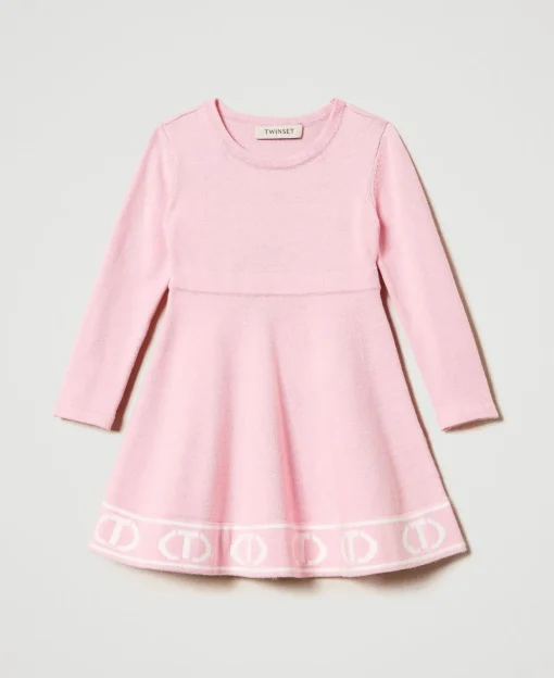Abito Corto In Maglia Con Oval T Jacquard