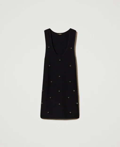 Abito Corto In Maglia Con Borchie