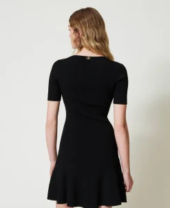 Abito Corto In Maglia Con Pizzo