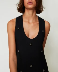 Abito Corto In Maglia Con Borchie
