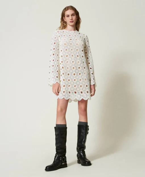 Abito Corto In Maglia Crochet