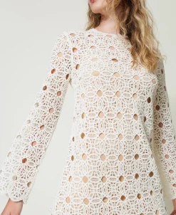 Abito Corto In Maglia Crochet
