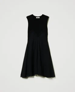Abito Corto In Maglia E Georgette