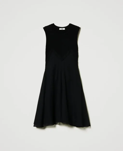 Abito Corto In Maglia E Georgette