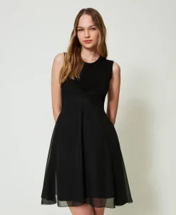 Abito Corto In Maglia E Georgette