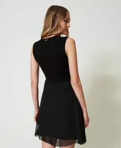 Abito Corto In Maglia E Georgette