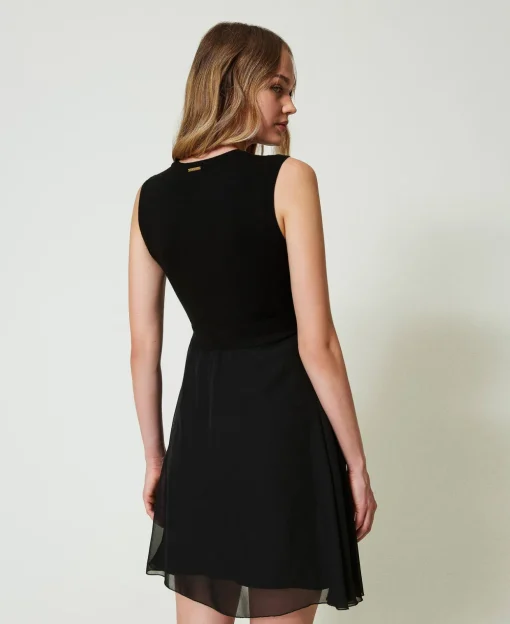 Abito Corto In Maglia E Georgette