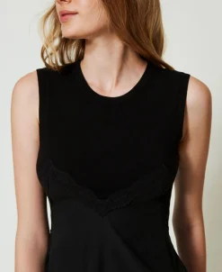 Abito Corto In Maglia E Georgette