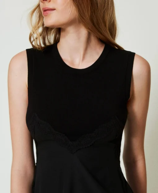 Abito Corto In Maglia E Georgette