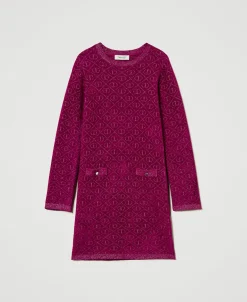 Abito Corto In Maglia Jacquard Con Oval T