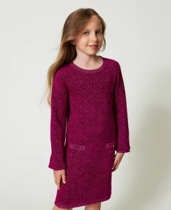 Abito Corto In Maglia Jacquard Con Oval T