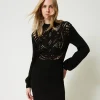 Abito Corto In Maglia Misto Lana Crochet