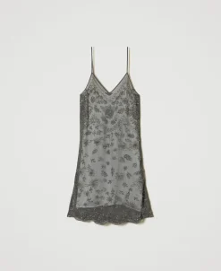 Abito Corto In Tulle Con Ricamo A Mano