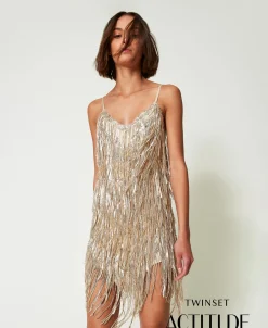 Abito Corto MYFO Con Frange Di Paillettes