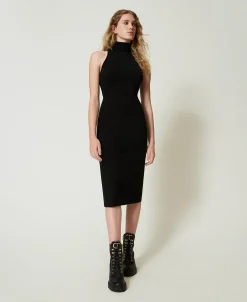 Abito Halter Longuette In Maglia