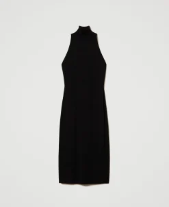 Abito Halter Longuette In Maglia