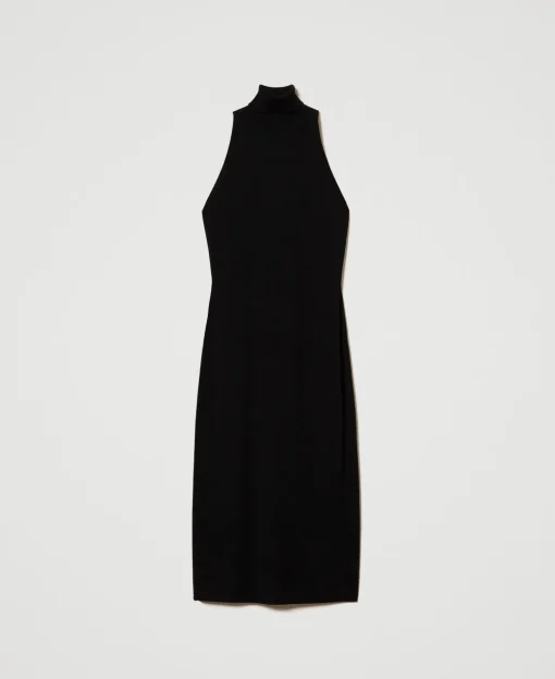 Abito Halter Longuette In Maglia