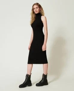 Abito Halter Longuette In Maglia
