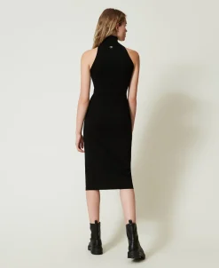Abito Halter Longuette In Maglia