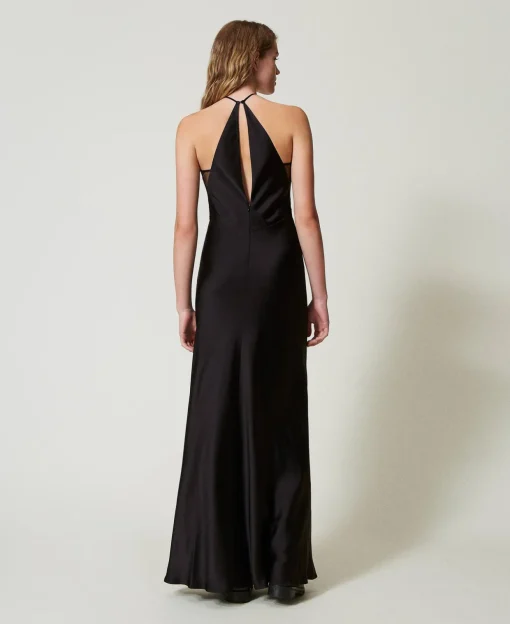Abito Halter Lungo In Raso