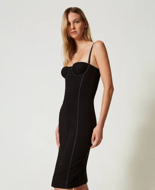 Abito Longuette Bustier Con Ganci