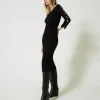 Abito Longuette In Maglia Con Cut-out E Borchie