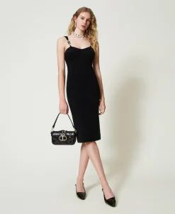 Abito Longuette In Maglia Con Spalline Bijoux