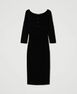 Abito Longuette In Maglia Con Cut-out E Borchie