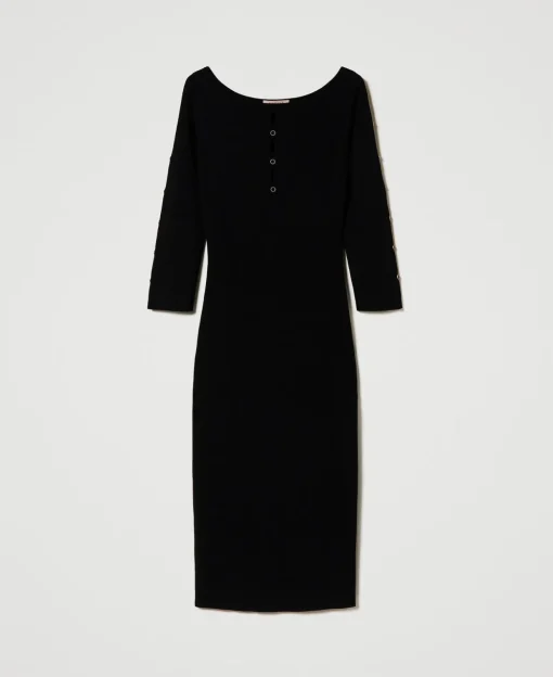 Abito Longuette In Maglia Con Cut-out E Borchie