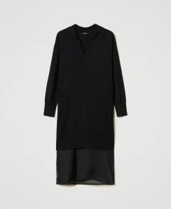 Abito Longuette In Maglia Con Sottoveste